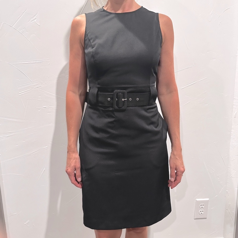 Koton Black Sleeveless Belted Dress-Size Small, Eur 38